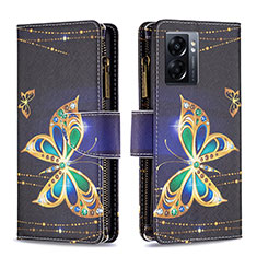 Coque Portefeuille Motif Fantaisie Livre Cuir Etui Clapet B04F pour Oppo A57 5G Noir