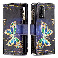 Coque Portefeuille Motif Fantaisie Livre Cuir Etui Clapet B04F pour Oppo A74 4G Noir