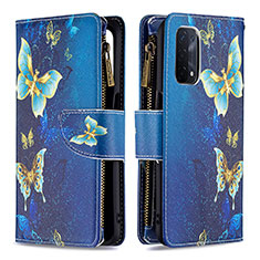 Coque Portefeuille Motif Fantaisie Livre Cuir Etui Clapet B04F pour Oppo A74 5G Bleu