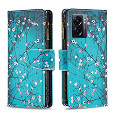 Coque Portefeuille Motif Fantaisie Livre Cuir Etui Clapet B04F pour Oppo A77 5G Cyan