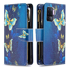 Coque Portefeuille Motif Fantaisie Livre Cuir Etui Clapet B04F pour Oppo A94 4G Bleu