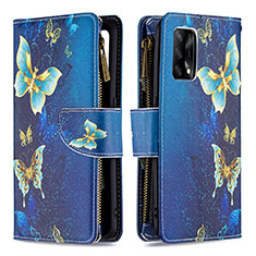 Coque Portefeuille Motif Fantaisie Livre Cuir Etui Clapet B04F pour Oppo A95 4G Bleu