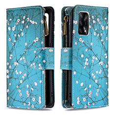 Coque Portefeuille Motif Fantaisie Livre Cuir Etui Clapet B04F pour Oppo A95 4G Cyan