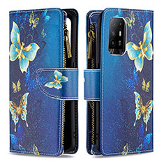 Coque Portefeuille Motif Fantaisie Livre Cuir Etui Clapet B04F pour Oppo A95 5G Bleu