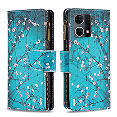 Coque Portefeuille Motif Fantaisie Livre Cuir Etui Clapet B04F pour Oppo F21 Pro 4G Cyan