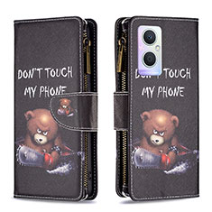 Coque Portefeuille Motif Fantaisie Livre Cuir Etui Clapet B04F pour Oppo F21 Pro 5G Gris Fonce