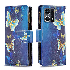 Coque Portefeuille Motif Fantaisie Livre Cuir Etui Clapet B04F pour Oppo F21s Pro 4G Bleu