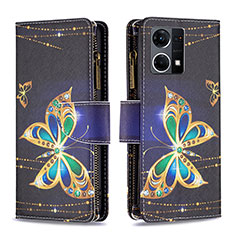 Coque Portefeuille Motif Fantaisie Livre Cuir Etui Clapet B04F pour Oppo F21s Pro 4G Noir