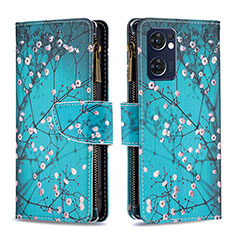 Coque Portefeuille Motif Fantaisie Livre Cuir Etui Clapet B04F pour Oppo Find X5 Lite 5G Cyan