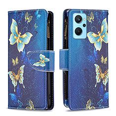 Coque Portefeuille Motif Fantaisie Livre Cuir Etui Clapet B04F pour Oppo K10 4G Bleu