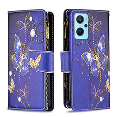 Coque Portefeuille Motif Fantaisie Livre Cuir Etui Clapet B04F pour Oppo K10 4G Bleu Royal