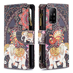 Coque Portefeuille Motif Fantaisie Livre Cuir Etui Clapet B04F pour Oppo Reno5 Z 5G Marron