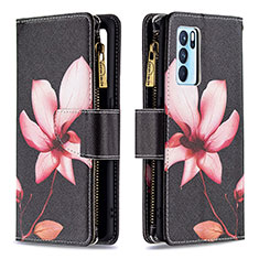 Coque Portefeuille Motif Fantaisie Livre Cuir Etui Clapet B04F pour Oppo Reno6 Pro 5G India Rouge