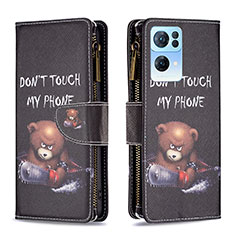 Coque Portefeuille Motif Fantaisie Livre Cuir Etui Clapet B04F pour Oppo Reno7 Pro 5G Gris Fonce