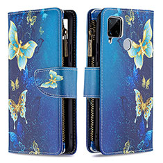 Coque Portefeuille Motif Fantaisie Livre Cuir Etui Clapet B04F pour Realme 7i RMX2193 Bleu