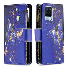 Coque Portefeuille Motif Fantaisie Livre Cuir Etui Clapet B04F pour Realme 8 4G Bleu Royal