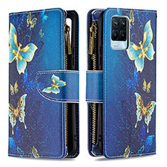 Coque Portefeuille Motif Fantaisie Livre Cuir Etui Clapet B04F pour Realme 8 Pro Bleu