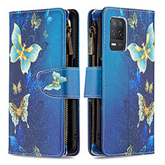 Coque Portefeuille Motif Fantaisie Livre Cuir Etui Clapet B04F pour Realme 8s 5G Bleu