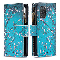 Coque Portefeuille Motif Fantaisie Livre Cuir Etui Clapet B04F pour Realme 8s 5G Cyan