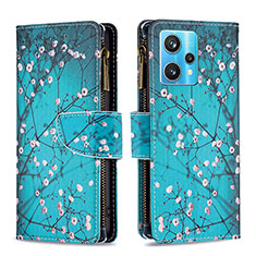 Coque Portefeuille Motif Fantaisie Livre Cuir Etui Clapet B04F pour Realme 9 4G Cyan