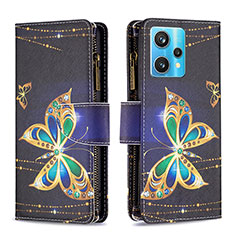 Coque Portefeuille Motif Fantaisie Livre Cuir Etui Clapet B04F pour Realme 9 4G Noir