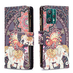 Coque Portefeuille Motif Fantaisie Livre Cuir Etui Clapet B04F pour Realme 9 5G Marron