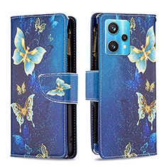 Coque Portefeuille Motif Fantaisie Livre Cuir Etui Clapet B04F pour Realme 9 Pro+ Plus 5G Bleu