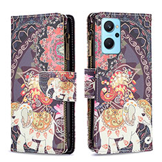 Coque Portefeuille Motif Fantaisie Livre Cuir Etui Clapet B04F pour Realme 9i 4G Marron