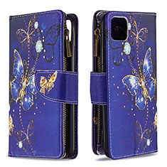 Coque Portefeuille Motif Fantaisie Livre Cuir Etui Clapet B04F pour Realme C20A Bleu Royal