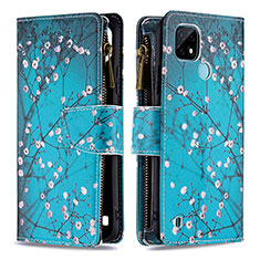 Coque Portefeuille Motif Fantaisie Livre Cuir Etui Clapet B04F pour Realme C21 Cyan