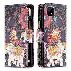 Coque Portefeuille Motif Fantaisie Livre Cuir Etui Clapet B04F pour Realme C21 Marron