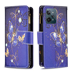 Coque Portefeuille Motif Fantaisie Livre Cuir Etui Clapet B04F pour Realme C31 Bleu Royal