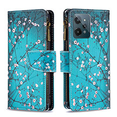 Coque Portefeuille Motif Fantaisie Livre Cuir Etui Clapet B04F pour Realme C31 Cyan