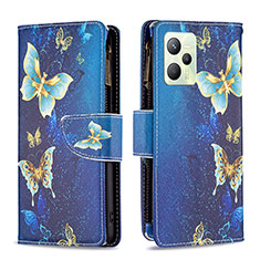 Coque Portefeuille Motif Fantaisie Livre Cuir Etui Clapet B04F pour Realme C35 Bleu