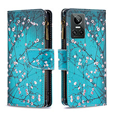 Coque Portefeuille Motif Fantaisie Livre Cuir Etui Clapet B04F pour Realme GT Neo3 5G Cyan