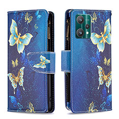 Coque Portefeuille Motif Fantaisie Livre Cuir Etui Clapet B04F pour Realme Q5 5G Bleu