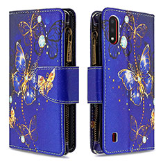 Coque Portefeuille Motif Fantaisie Livre Cuir Etui Clapet B04F pour Samsung Galaxy A01 SM-A015 Bleu Royal