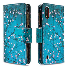 Coque Portefeuille Motif Fantaisie Livre Cuir Etui Clapet B04F pour Samsung Galaxy A01 SM-A015 Cyan