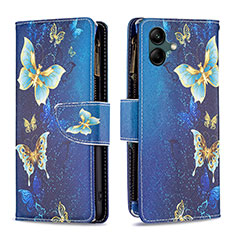 Coque Portefeuille Motif Fantaisie Livre Cuir Etui Clapet B04F pour Samsung Galaxy A04 4G Bleu