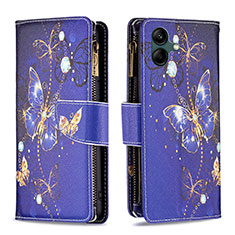 Coque Portefeuille Motif Fantaisie Livre Cuir Etui Clapet B04F pour Samsung Galaxy A04 4G Bleu Royal