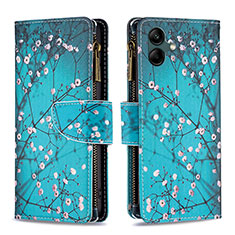 Coque Portefeuille Motif Fantaisie Livre Cuir Etui Clapet B04F pour Samsung Galaxy A05 Cyan