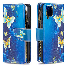 Coque Portefeuille Motif Fantaisie Livre Cuir Etui Clapet B04F pour Samsung Galaxy A12 Bleu