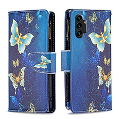 Coque Portefeuille Motif Fantaisie Livre Cuir Etui Clapet B04F pour Samsung Galaxy A13 4G Bleu