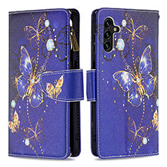 Coque Portefeuille Motif Fantaisie Livre Cuir Etui Clapet B04F pour Samsung Galaxy A13 5G Bleu Royal