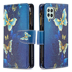 Coque Portefeuille Motif Fantaisie Livre Cuir Etui Clapet B04F pour Samsung Galaxy A22 4G Bleu