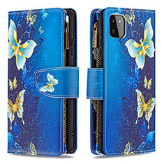 Coque Portefeuille Motif Fantaisie Livre Cuir Etui Clapet B04F pour Samsung Galaxy A22 5G Bleu