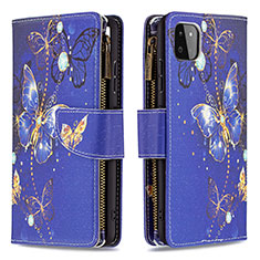 Coque Portefeuille Motif Fantaisie Livre Cuir Etui Clapet B04F pour Samsung Galaxy A22s 5G Bleu Royal