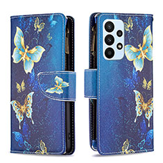 Coque Portefeuille Motif Fantaisie Livre Cuir Etui Clapet B04F pour Samsung Galaxy A23 4G Bleu