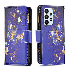 Coque Portefeuille Motif Fantaisie Livre Cuir Etui Clapet B04F pour Samsung Galaxy A23 5G Bleu Royal