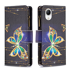 Coque Portefeuille Motif Fantaisie Livre Cuir Etui Clapet B04F pour Samsung Galaxy A23s Noir